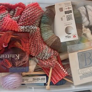 Colorful Knitting Yarn and Tools Set